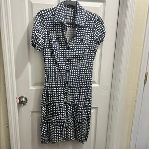 The Limited Black and White Knee-Length Buttoned Dress